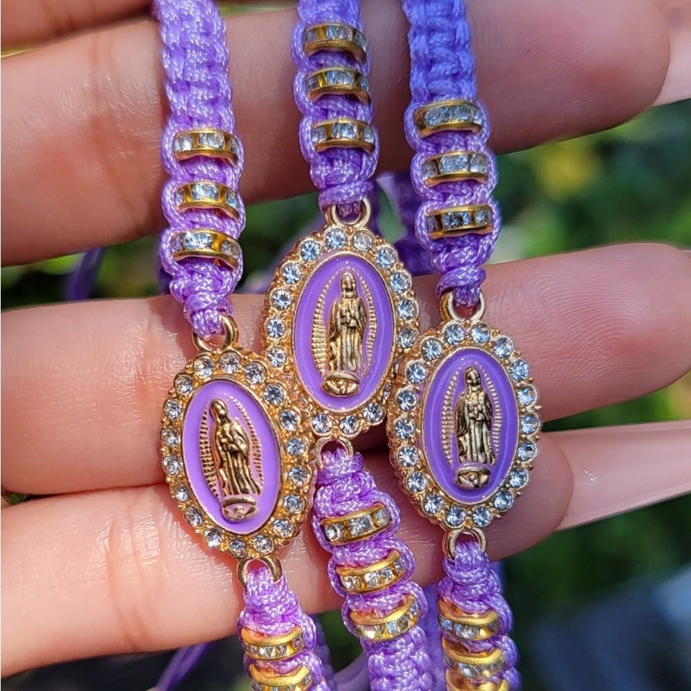 Purple and Gold Religious Bracelet